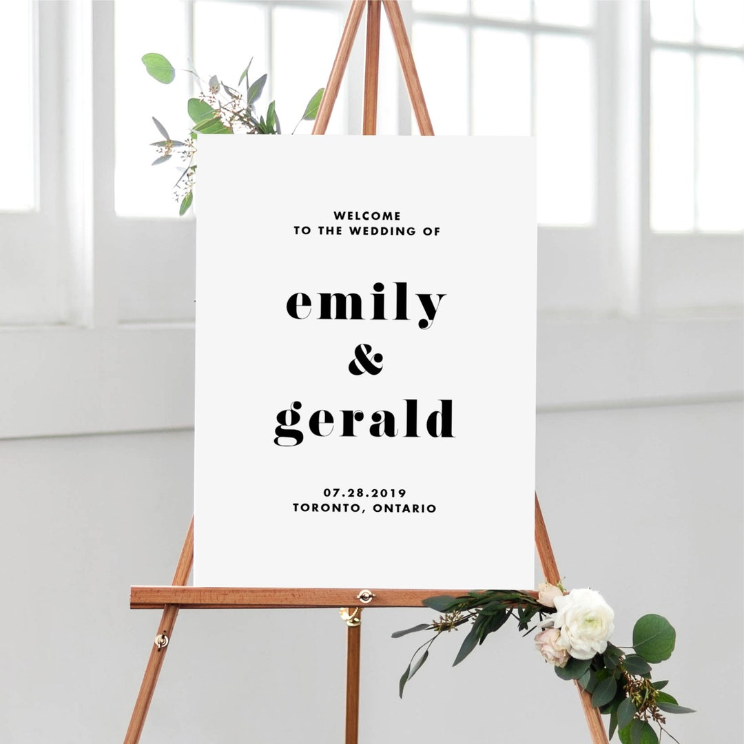 Printable Wedding Welcome Sign Template - Retro Bold Typography Welcome ...