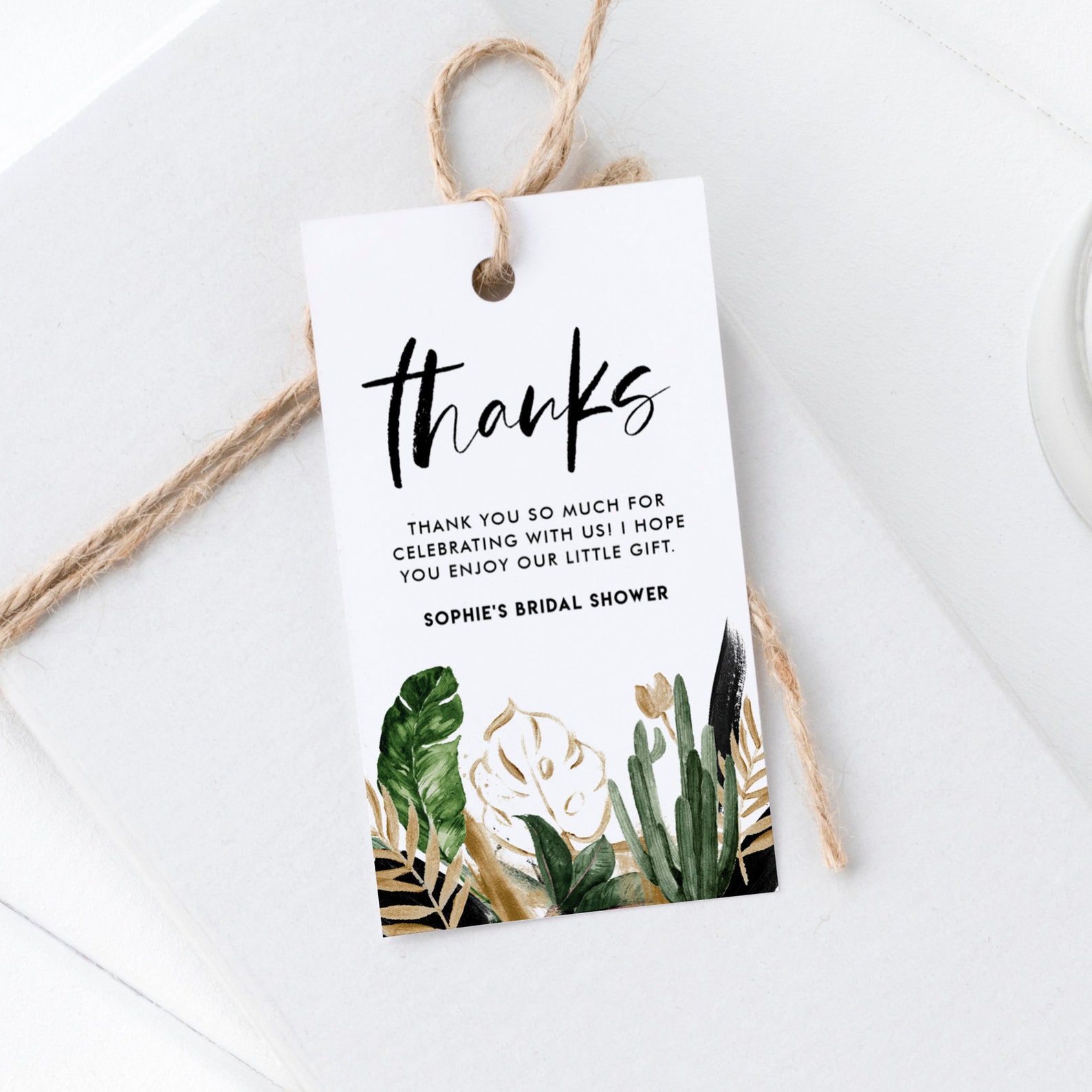 Printable Tropical Thank You Tag Template DIY Watercolor - Etsy
