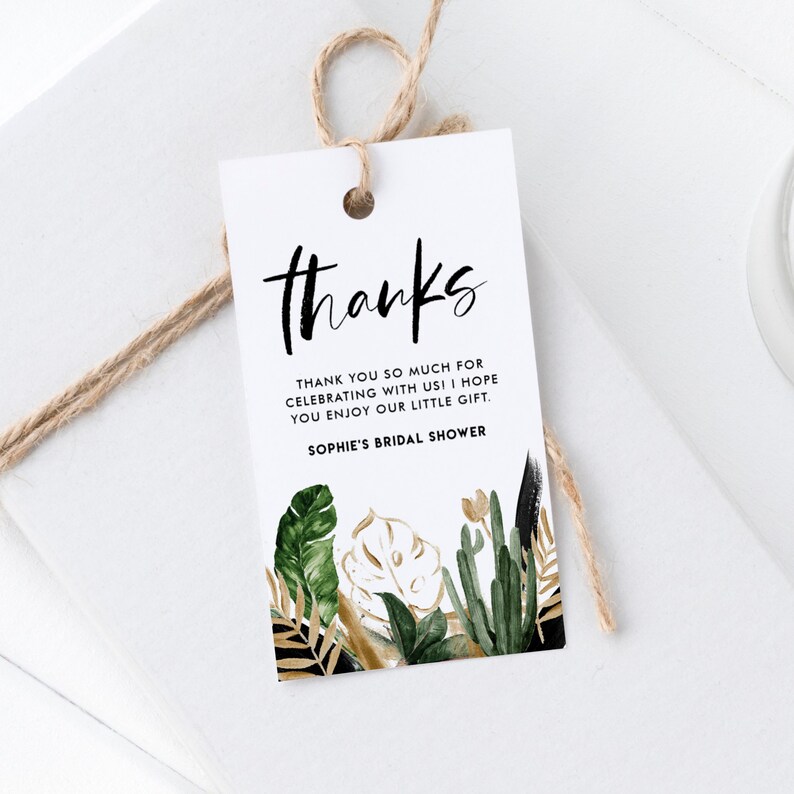 Printable Tropical Thank You Tag Template DIY Watercolor - Etsy