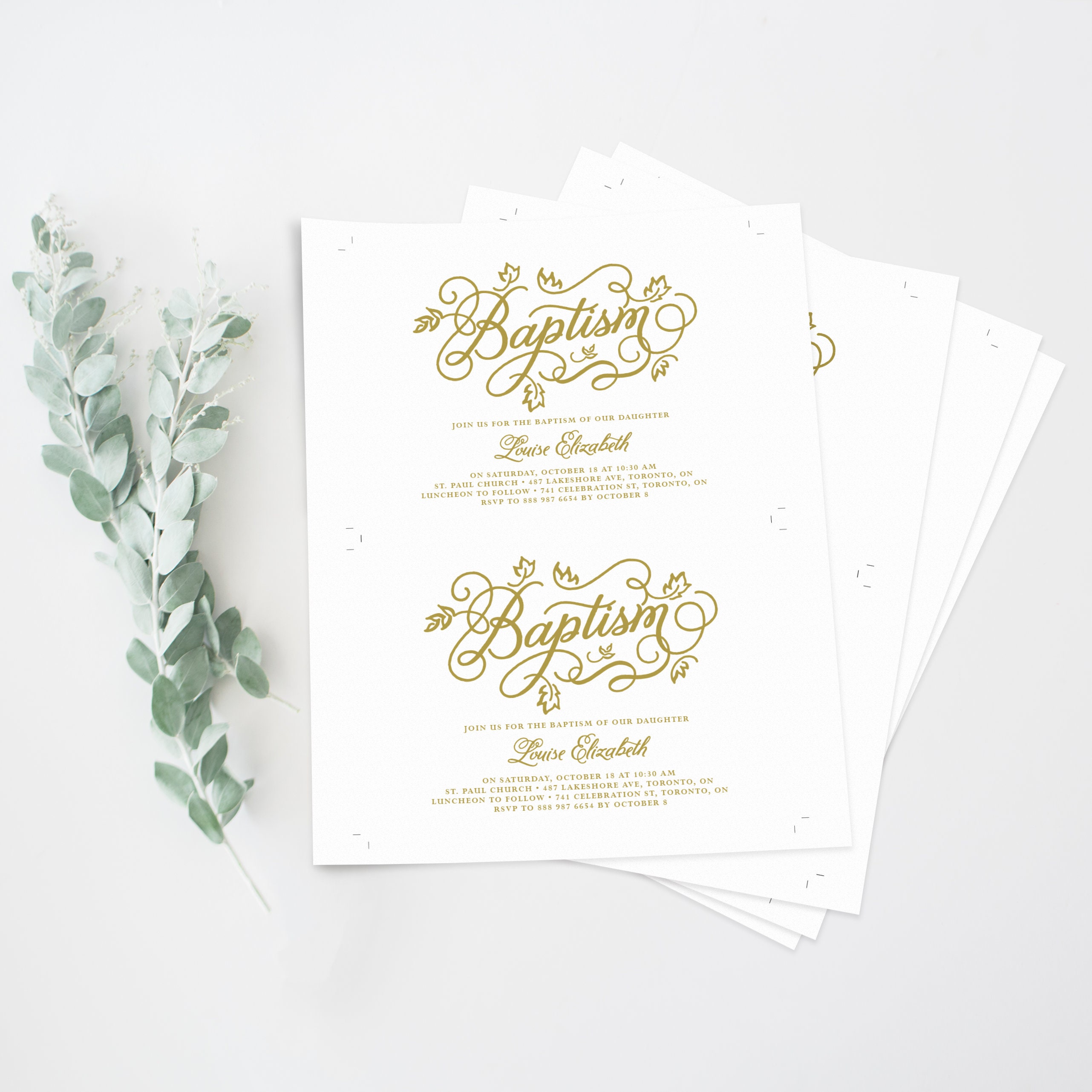 Printable Baptism Invitation Editable Calligraphy Baptism | Etsy