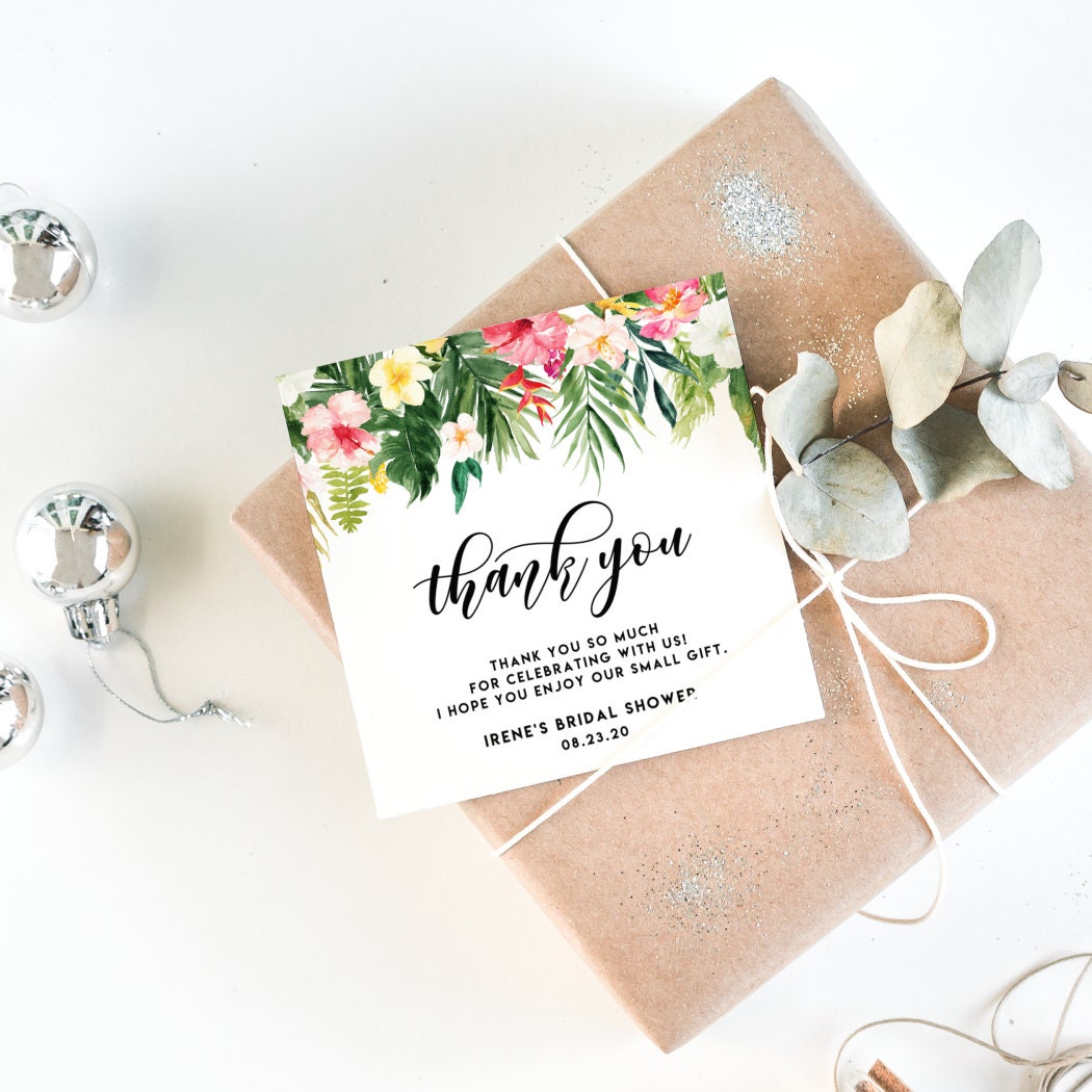 Editable Tropical Thank You Tag Template Watercolor Tropical - Etsy