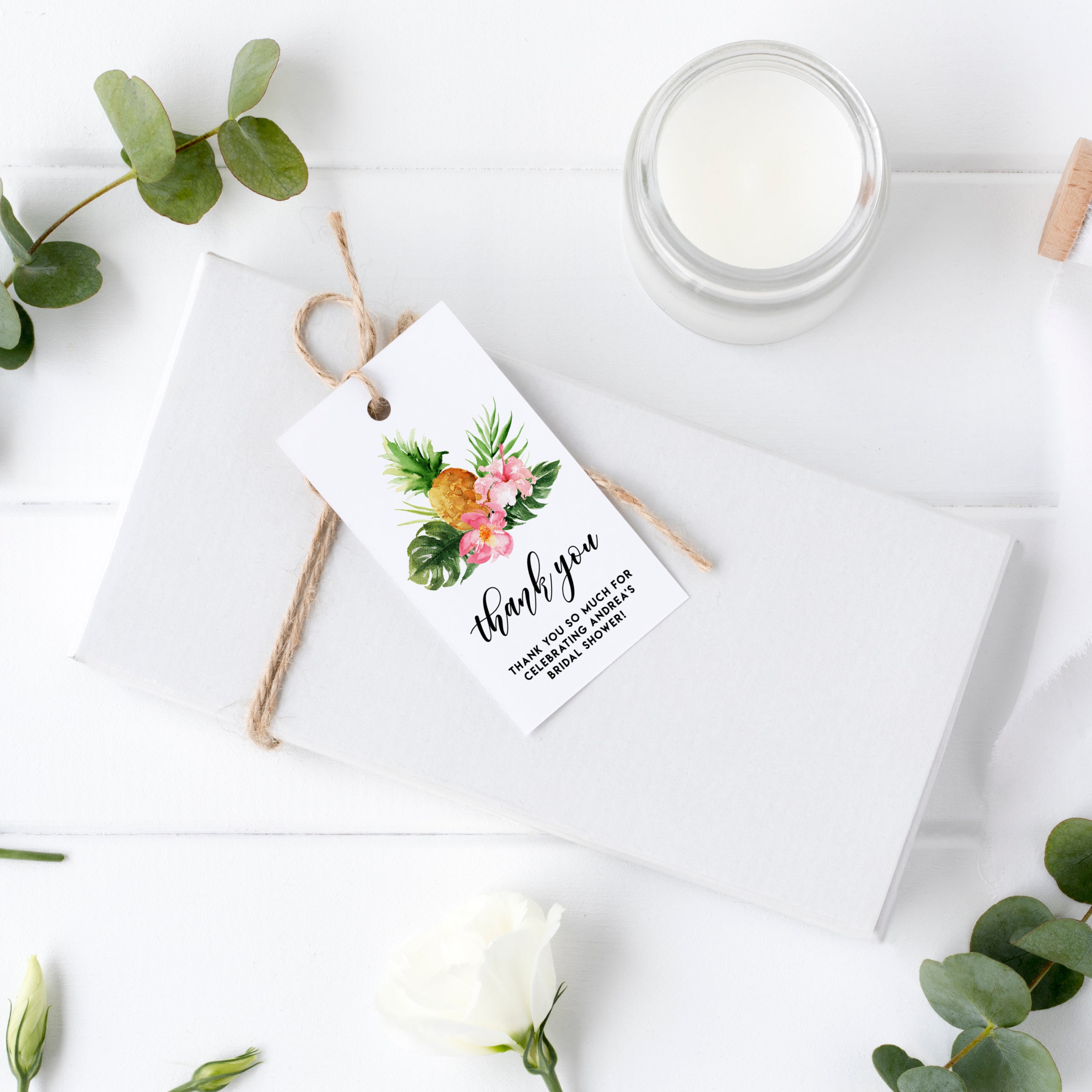 Printable Tropical Thank You Gift Tag Template Editable | Etsy
