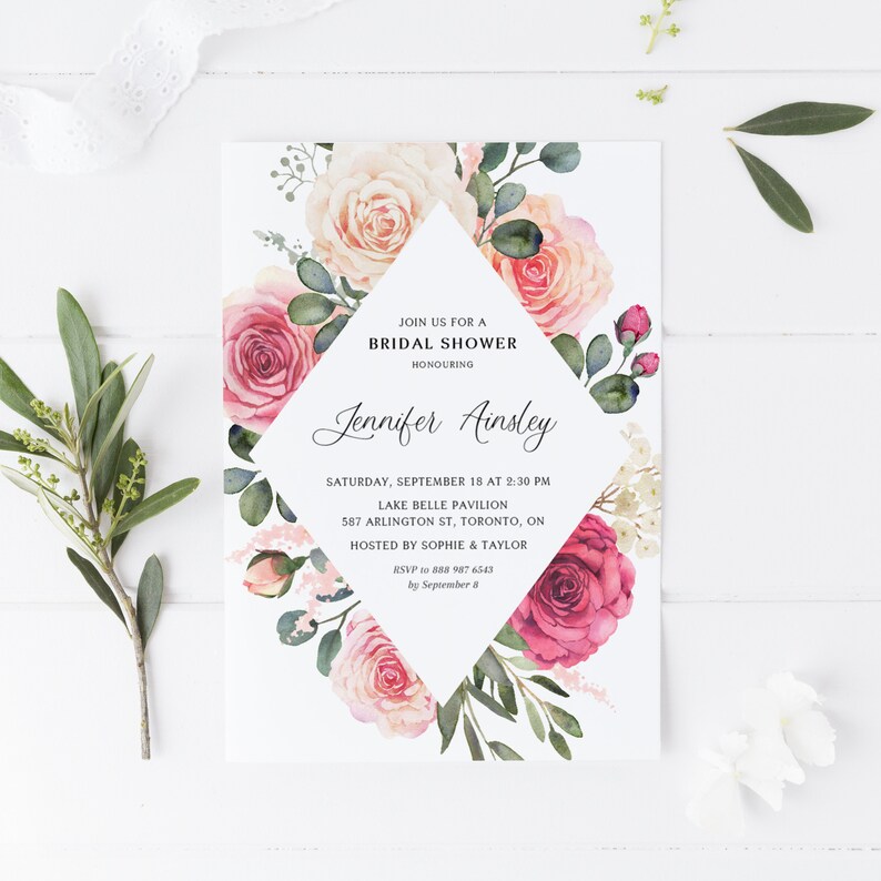 Watercolor Invitation 5x7 Printable Invitation Engagement Party Invitation DIY Printable Invite Floral Watercolor Invitation