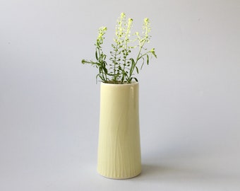 Small lemon porcelain stem vase - hand thrown, handmade vase