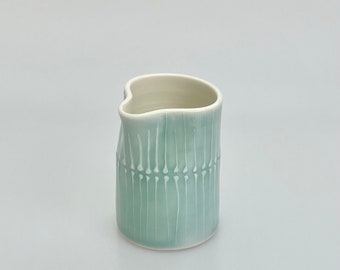 Light blue handleless porcelain jug - bamboo design