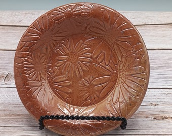 Textured Round Dish in Coppery Brown