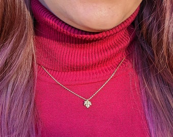 Collar de hoja de arce en plata u oro, para dama de honor, collar en capas, regalos para ella, cumpleaños