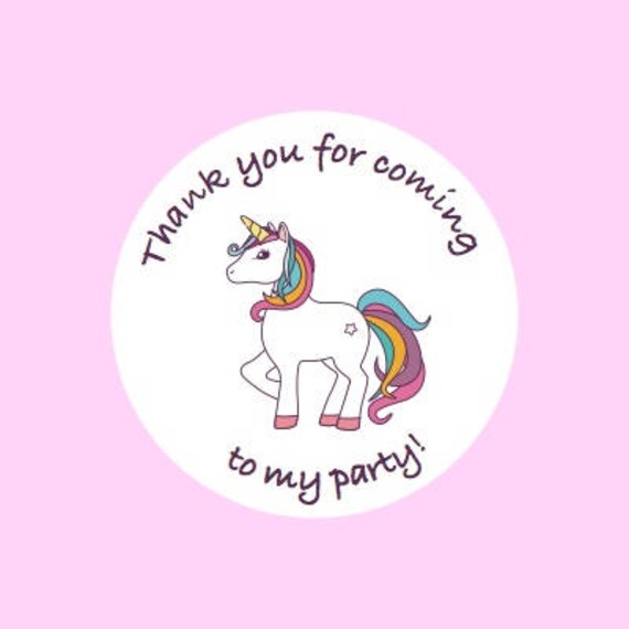 thank you for coming to my party unicorn stickers