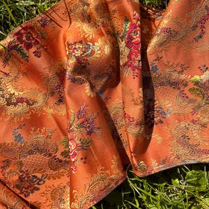 Antique Lyon Silk Jacquard Fabric: 19th Century French Floral Brocade