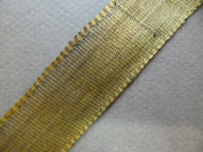 Antique French silk ribbon Trim Pasamaneria metalica oro viejo