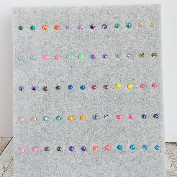 6 mm Circle Glitter Resin Stud Earrings