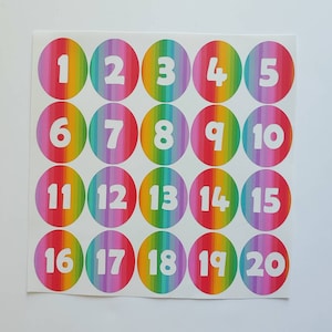 Bright Rainbow Stripes Number Vinyl Classroom Decals