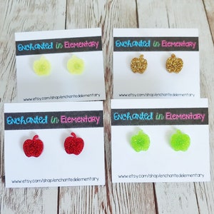 Glitter Resin Apple Stud Earrings