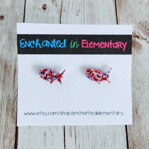 Red, White, and Blue United States Glitter Resin Stud Earrings
