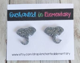 Elephant Glitter Resin Stud Earrings