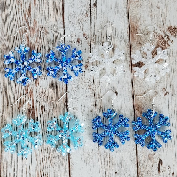 Snowflake Glitter Resin Earrings