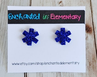 Star of Life Glitter Resin Stud Earrings