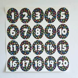 Black and Bright Paw Prints Number Vinyl Classroom Decals
