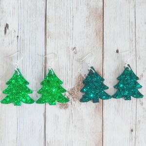 Christmas Tree Glitter Resin Earrings