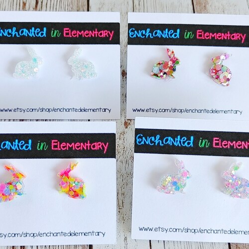 RABBIT GLITTER Stud Earrings Easter Bunny Earrings Easter Etsy Australia