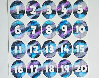 Vinyl klaslokaalstickers aquarel melkwegnummer