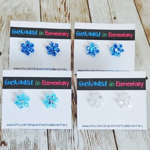 Snowflake Glitter Resin Stud Earrings