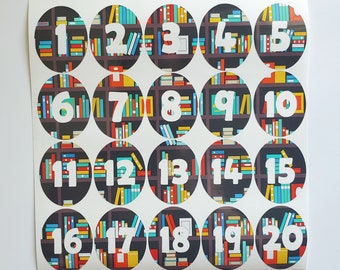 Vinyl muurstickers bibliotheekboeken nummer