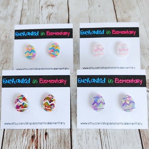 Easter Egg Glitter Resin Stud Earrings