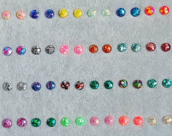 10 mm Circle Glitter Resin Stud Earrings
