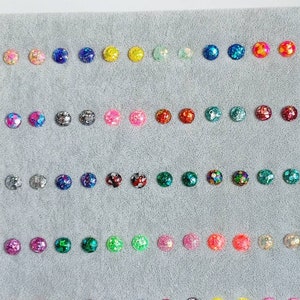 10 mm Circle Glitter Resin Stud Earrings