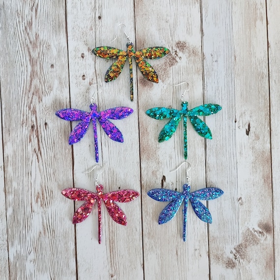 Rainbow Large Dragonfly Earrings Rainbow Large Dragonfly Earrings