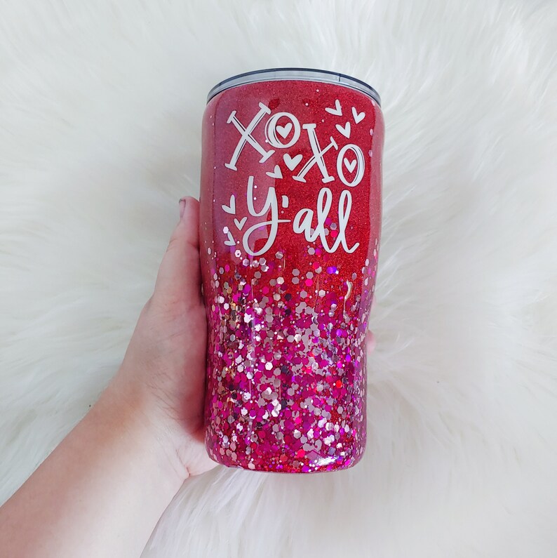 20 oz XOXO Y/'all Valentine Glitter Tumbler