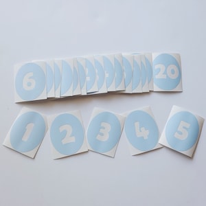 Taubenblaue Zahl Vinyl-Bodenaufkleber {Limited Edition Color}