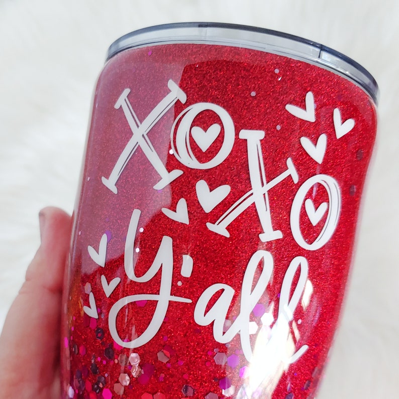 20 oz XOXO Y/'all Valentine Glitter Tumbler