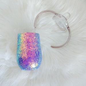 8 oz Purple Golden Opal Glitter Sippy Cup image 3