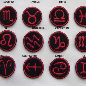 3 pc Horoscope patches, sew on patch, scorpio, gemini,taurus,libra, pisces , leo aquarius, capricorn ,virgo, aries, sagettarius , cancer