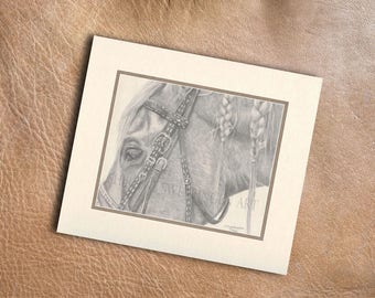 Impression d'art emmêlée de cheval de coupe, dessin de graphite
