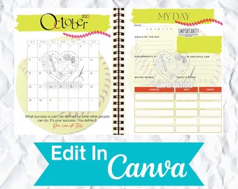 Softball Planner Printable TEMPLATE Oct '23 - Dec '24