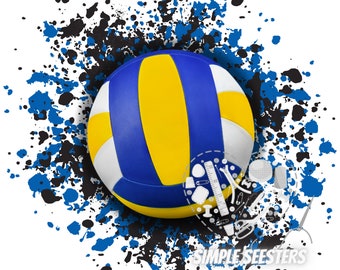 Blue Black Splatter volleyball / volleyball background png / volleyball background / digital download/sublimation volleyball