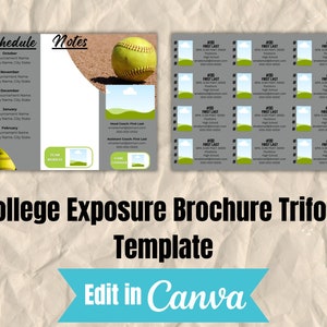 Softball College Exposure Team Brochure Trifold TEMPLATE
