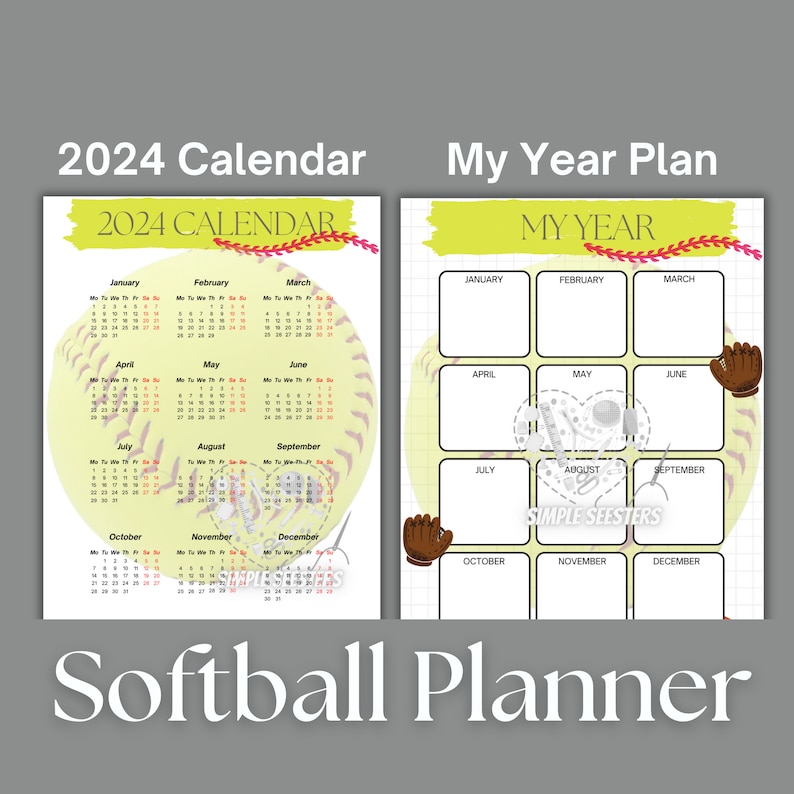 Softball Planner Printable PDF Oct '23 - Dec '24 - Etsy