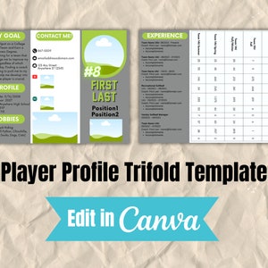 Player Profile Resume Trifold TEMPLATE