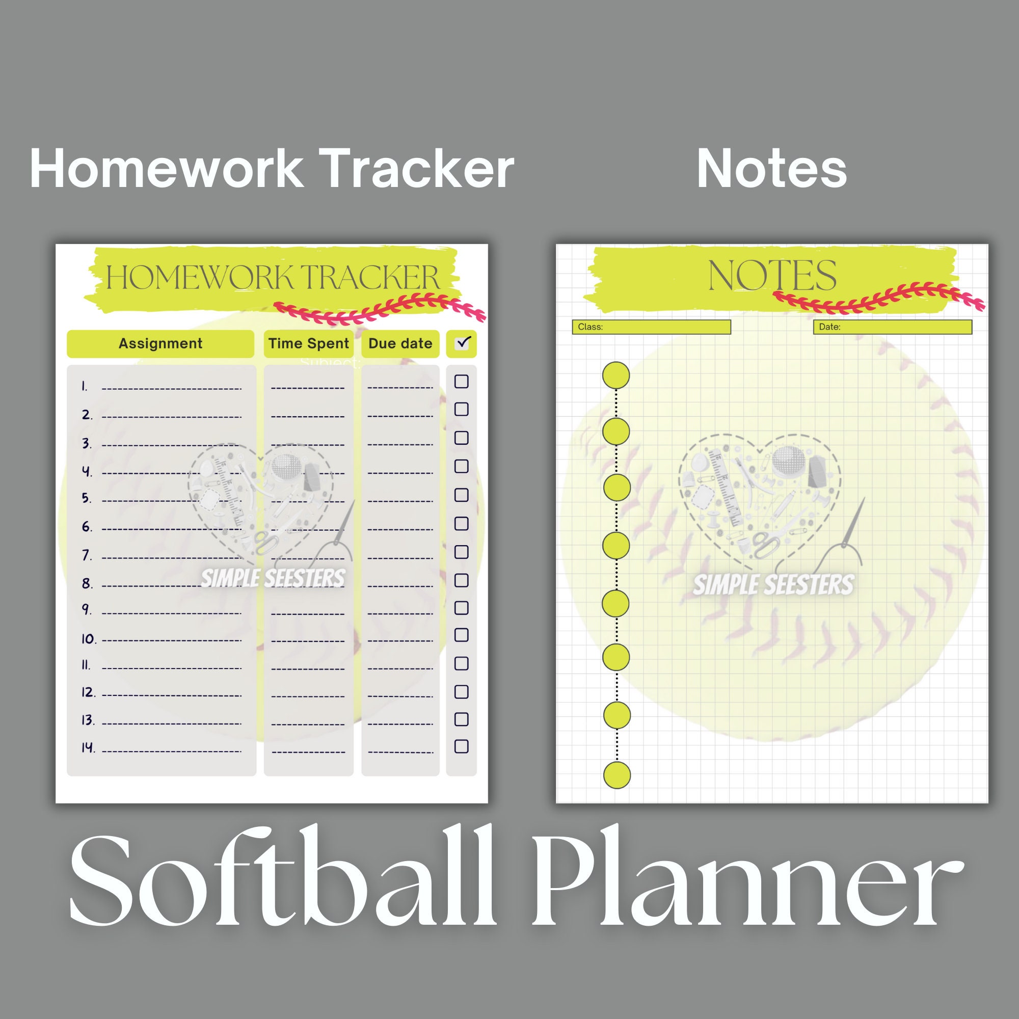 Softball Planner Printable PDF Oct '23 Dec '24 Etsy
