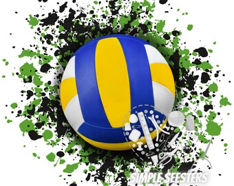 Green Black Splatter volleyball / volleyball background png / volleyball background / digital download/sublimation volleyball