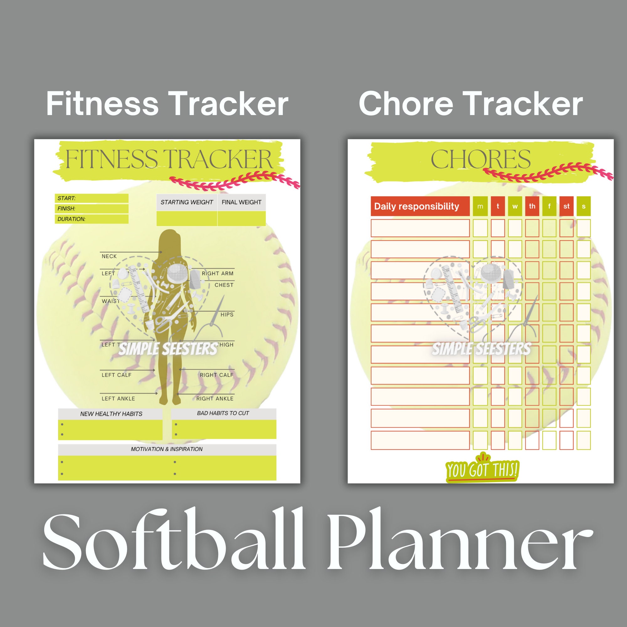 Softball Planner Printable PDF Oct '23 Dec '24 Etsy