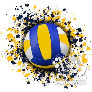 Blue Yellow Splatter volleyball / volleyball background png / volleyball background / digital download/sublimation volleyball