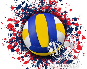 Red Blue Splatter volleyball / volleyball background png / volleyball background / digital download/sublimation volleyball
