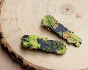 Mossy Hand-Sculpted Deluxe Hair Clip | Cottagecore Nature-Inspired 2.5” Polymer Clay Hair Accessory | Handmade in Tallahassee, FL