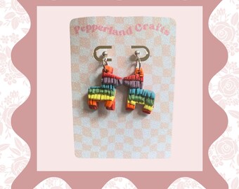 Piñata Earrings | Hand-Sculpted Polymer Clay Candy/Party/Birthday Dangle Earrings | Hypoallergenic | Handmade in Tallahassee, FL