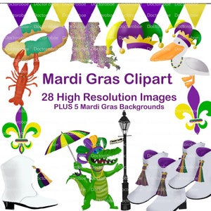 Mardi Gras Clipart Mardi Gras Boot Clipart Mardi Gras Alligator Clipart Crawfish Clipart